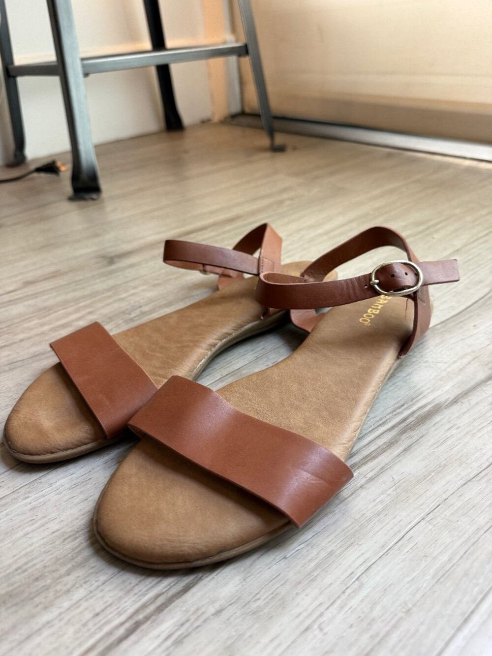 Cognac Brown Vegan Leather Sandals